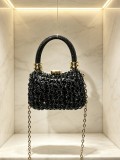 Women Rhinestone‑Inlaid Acrylic Crescent Shoulder Evening Bag