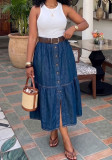 Women Summer Slit Denim Skirt
