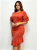 Women Ruffle Trim Maxi Dress