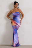 Women Sexy Printed Strapless Backless Mermaid Dress