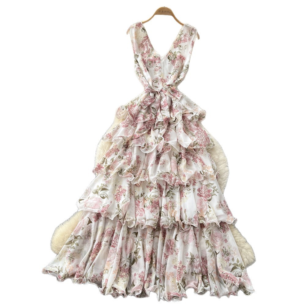 Floral Sleeveless V-Neck Maxi Dress for Summer
