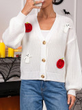 Women Halloween Pumpkin Hand‑Knitted Autumn Winter Casual Knit Sweater