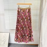 Women Summer Printed Pleated Midi Skirt