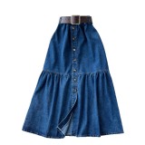 Women Summer Slit Denim Skirt
