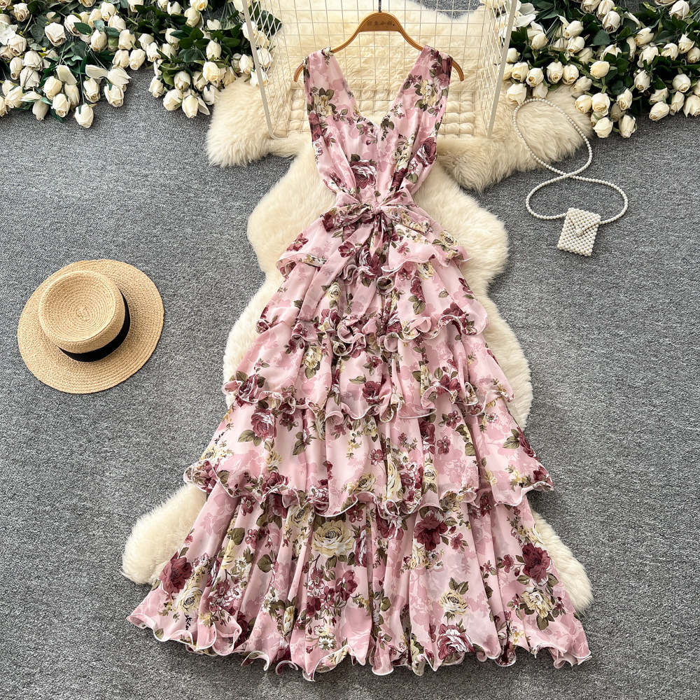 Floral Sleeveless V-Neck Maxi Dress for Summer