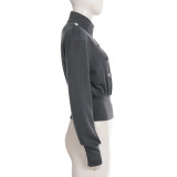 Women High‑Neck Jacket Top
