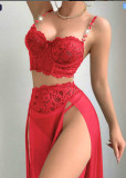 Women Summer Sexy Chain‑Decor Lace Lingerie Two‑Piece Set