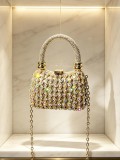Women Rhinestone‑Inlaid Acrylic Crescent Shoulder Evening Bag