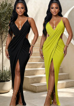 Women’s Sexy Strap V Neck Cross Cutout Slit Formal Party Bodycon Dress Women’s Sexy Strap V Neck Cross Cutout Slit Formal Party Bodycon Dress
