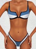 Women’s Sexy Push-Up V Wire Color Block Bikini Swimsuit