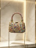 Women Rhinestone‑Inlaid Acrylic Crescent Shoulder Evening Bag