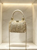 Women Rhinestone‑Inlaid Acrylic Crescent Shoulder Evening Bag