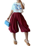Women’s Fashion Casual Elastic Waist Lantern Harem Pants with Side Zipper
