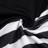 Fall Women’s Sexy Slash Shoulder One Sleeve Striped Print Ruched Bodycon Mini Dress