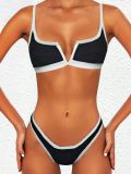Women’s Sexy Push-Up V Wire Color Block Bikini Swimsuit