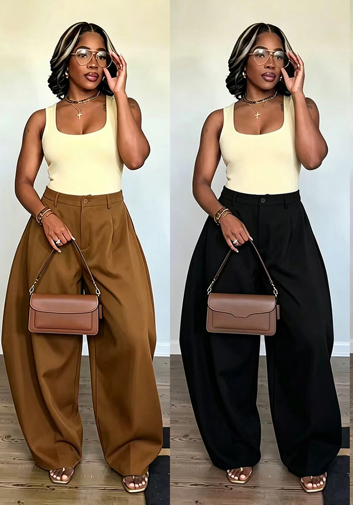 Loose Fit Straight Leg Pants for Casual Wear