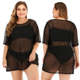 Women’s Plus Size Sexy See-Through Mesh Bikini Beach Cover-Up Dress