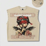 Women’s American Rivet Sleeveless Vest High Street Print and Streetwear Hip Hop Style