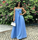 Summer Women’s Floral Sleeveless Strap Loose Low Back Holiday Maxi Dress