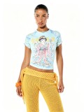 Women’s American Print Short Sleeve Crop Top