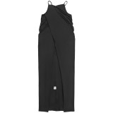 Women’s Sexy Strap V Neck Cross Cutout Slit Formal Party Bodycon Dress