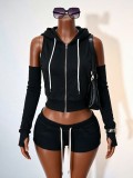 Women’s Sexy Slim Fit Zipper Short Crop Top Hoodies