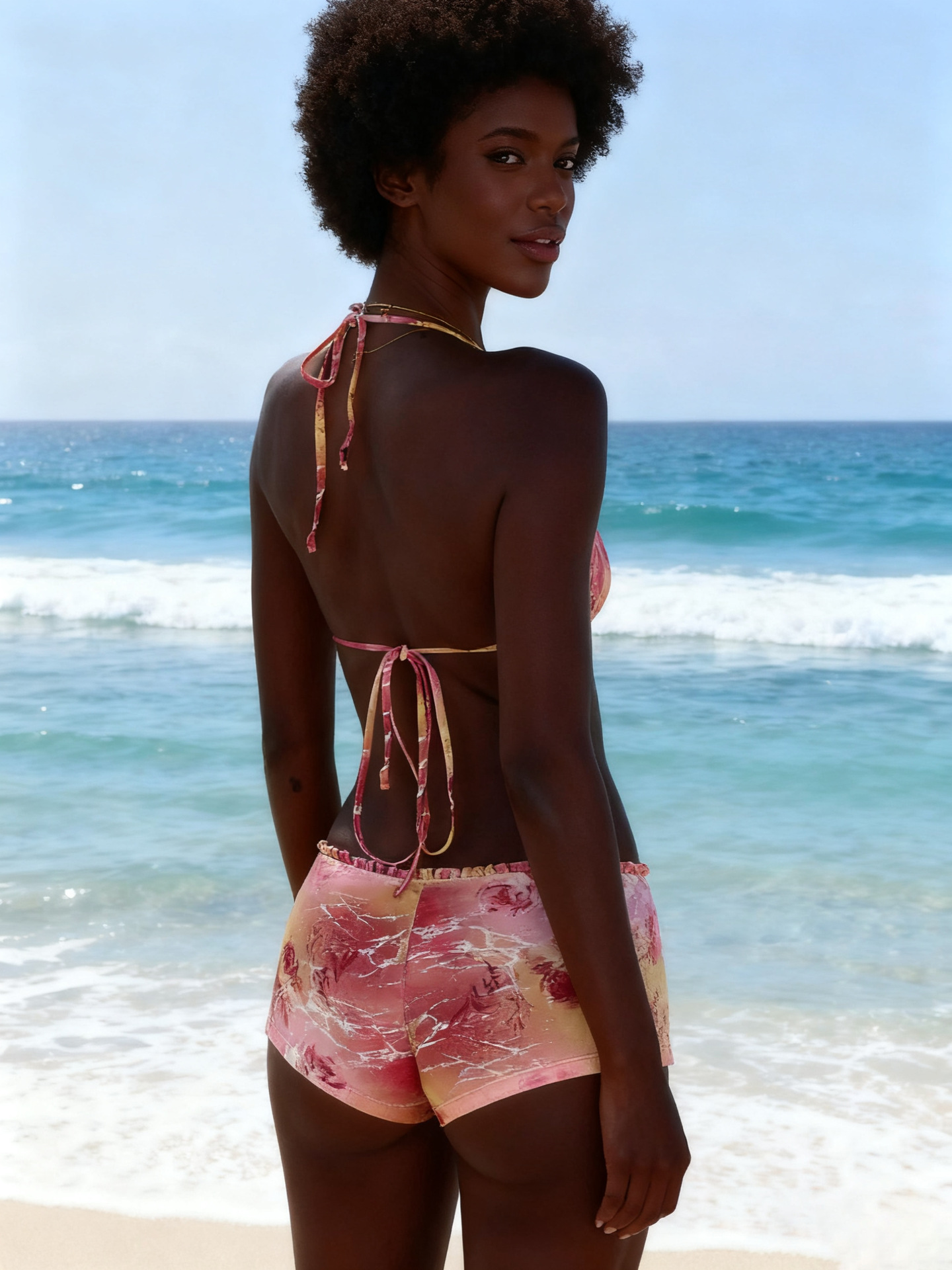 Two-Piece Lace-Up Push-Up Swimsuit for Beach Holidays