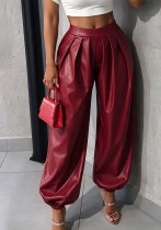 Spring Fall Women’s PU Leather Casual Loose High Waist Lantern Pants Spring Fall Women’s PU Leather Casual Loose High Waist Lantern Pants