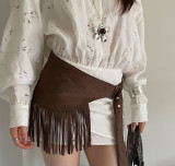 Women American Tassel Decor Waist Belt Layering Waistband