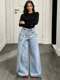 Women Summer Casual Wide‑Leg Denim Pants