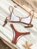 Women’s Sexy Push-Up V Wire Color Block Bikini Swimsuit