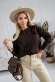 Women Autumn Winter Long Sleeve Jacquard Heart‑Print Round‑Neck Knit Sweater