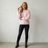 Women Autumn Winter Knit Round‑Neck Heart‑Print Sweater