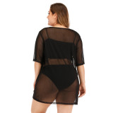 Women’s Plus Size Sexy See-Through Mesh Bikini Beach Cover-Up Dress