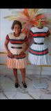Summer Women’s Round Neck Color Block Stripe T-Shirt with Pleated Skirt Loose Set