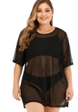 Women’s Plus Size Sexy See-Through Mesh Bikini Beach Cover-Up Dress