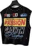 Women’s American Rivet Sleeveless Vest High Street Print and Streetwear Hip Hop Style