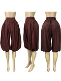 Women’s Fashion Casual Elastic Waist Lantern Harem Pants with Side Zipper