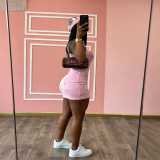 Women’s Pink Print Strap Slim Fit Sleeveless Tight Fitting Bodycon Tank Dress