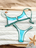 Women’s Sexy Push-Up V Wire Color Block Bikini Swimsuit