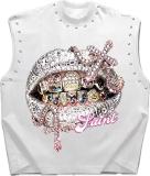 Women’s American Rivet Sleeveless Vest High Street Print and Streetwear Hip Hop Style