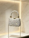 Women Rhinestone‑Inlaid Acrylic Crescent Shoulder Evening Bag