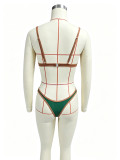 Women’s Sexy Push-Up V Wire Color Block Bikini Swimsuit