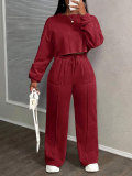Women Fall Casual Long Sleeve Top and Pants Two‑Piece Set