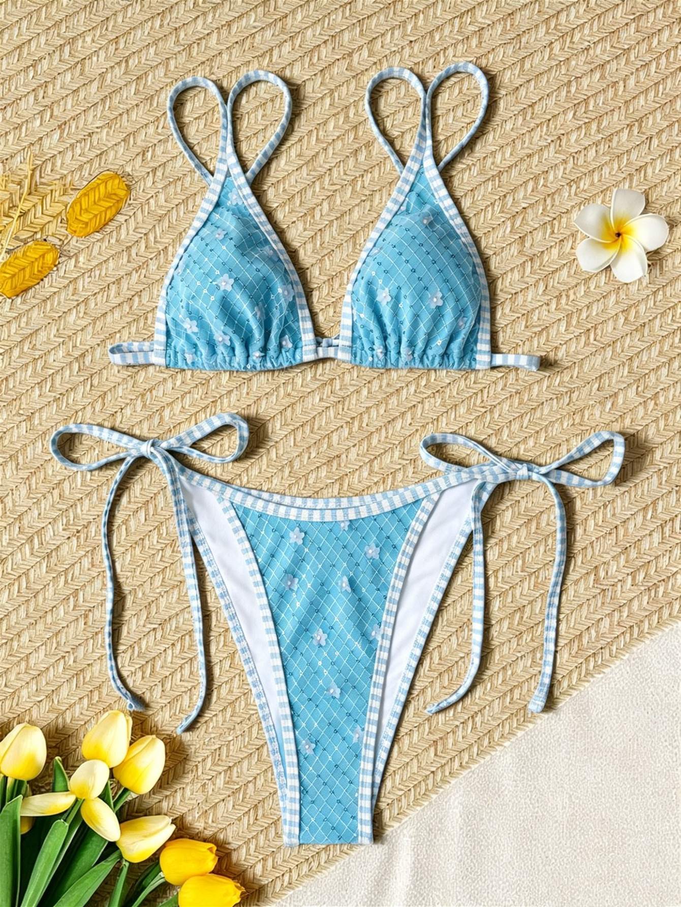Lace-Up Backless Bikini Swimsuit for Beachwear