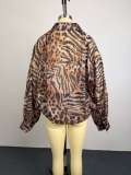 Women Summer Leopard Print V‑Neck Long Sleeve Shirt
