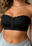 Women Front‑Closure Non‑Slip Strapless Black Wireless Bra