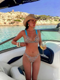 Women Color‑Block Bikini Lace‑Up Backless Sexy Swimsuit