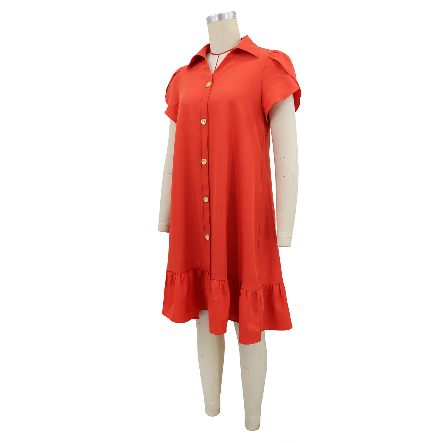 Button Turndown Collar Dress for Holidays