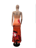 Women Sexy Printed Strapless Beach Dress